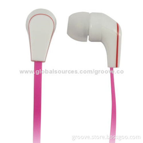 Custom Earphones with Flat Cable, Available in Various Connectors for Mobile Phones